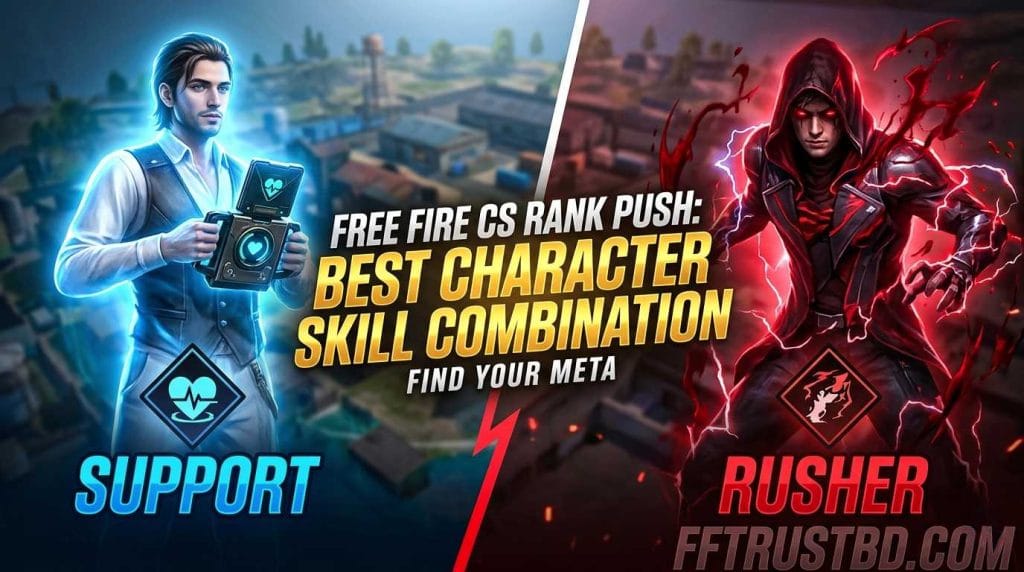 Free Fire CS Rank Push Best Character Skill Combination | সিজন অনুযায়ী সেরা কম্বিনেশন
