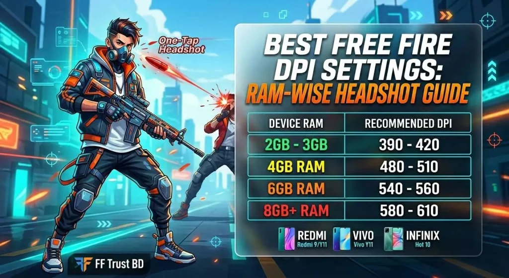 Free Fire DPI Settings 2026: Best DPI for 2GB–8GB RAM Headshot