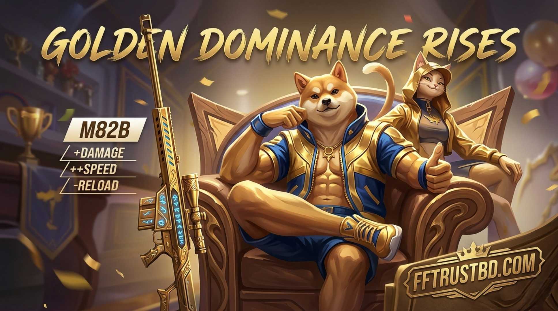Free Fire Golden Ring Event Golden Dominance M82B Skin Details FFTrustBD
