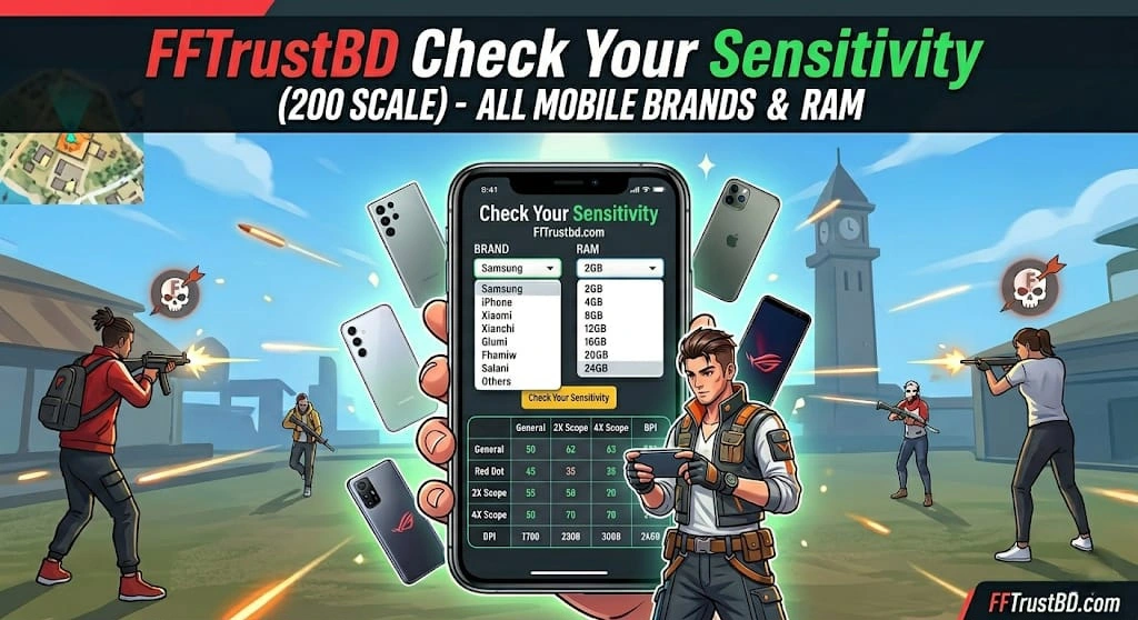 free fire sensitivity headshot settings for all mobile brands