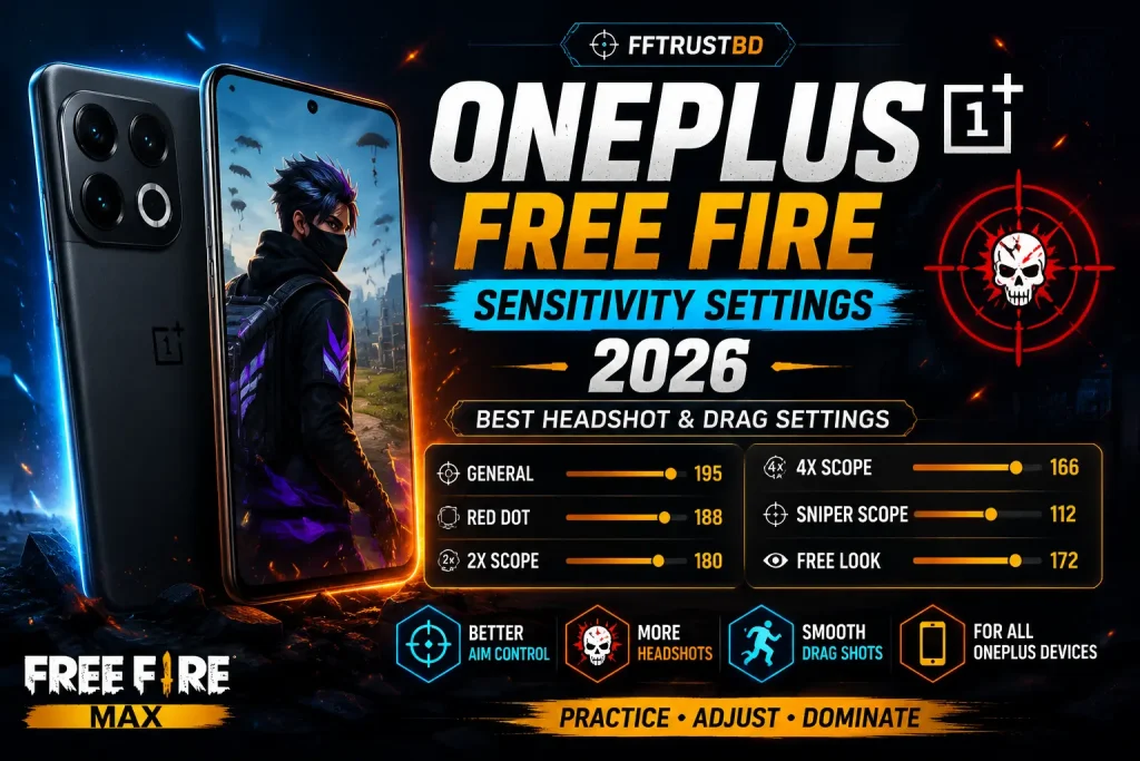 OnePlus Free Fire Sensitivity Settings 2026 (0-200 Scale) | Headshot Settings Guide