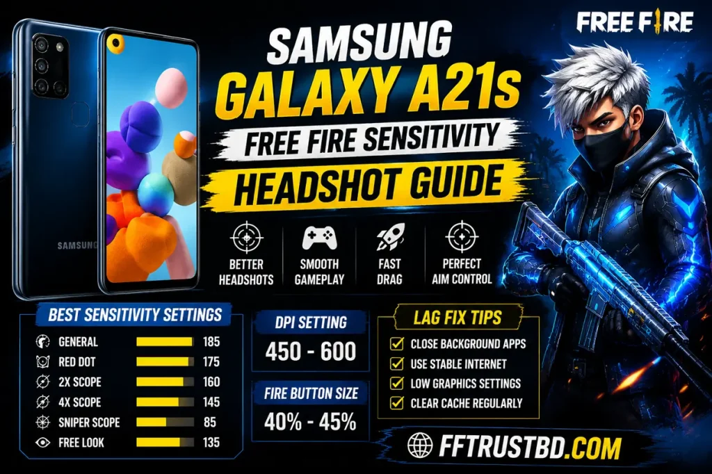 Samsung Galaxy A21s Free Fire Sensitivity 2026 – Headshot Guide
